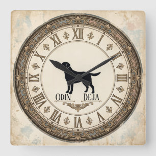Vintage Dog Silhouette Personalised Clock