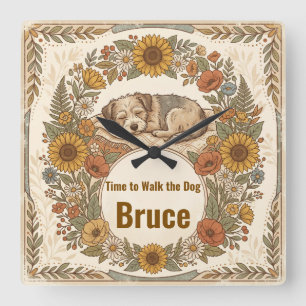 Vintage Dog Silhouette Personalised Wall Clock