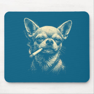 Vintage dog smoking cigarette funny chihuahua mouse pad