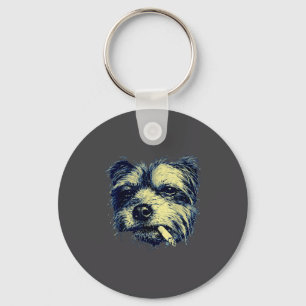 Vintage Dog Smoking Cigarette Funny Yorkie Meme  Key Ring