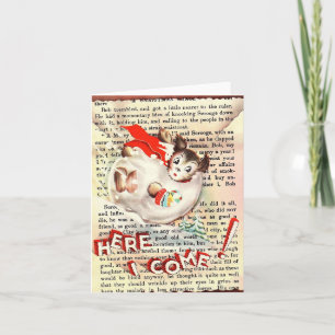 Vintage Dog Snowball Christmas Card