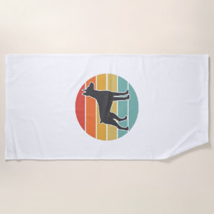 Vintage Dog Sunset Silhouette Vector Design_1 Beach Towel