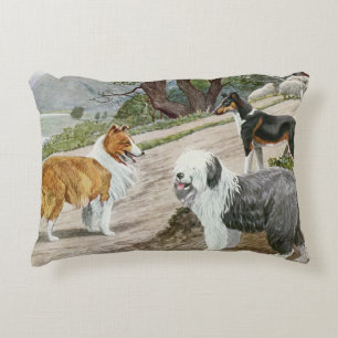 Vintage Dog Trio Decorative Cushion