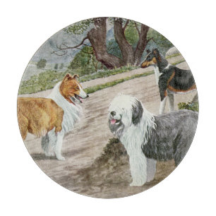 Vintage Dog Trio Glass Cutting Board
