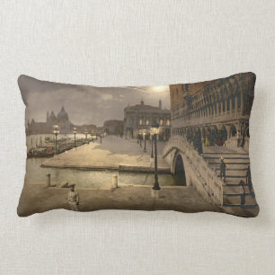 Vintage Doge's Palace by Moonlight, Venice, Italy Lumbar Cushion