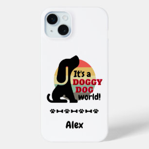 Vintage Doggy Dog World iPhone 15 Mini Case