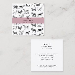 Vintage Dogs Dog Walking Walker Groomer Pet Square Business Card