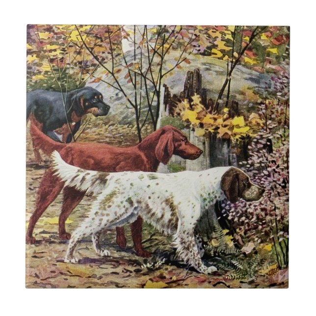 Vintage Dogs Setter Trio Tile (Front)