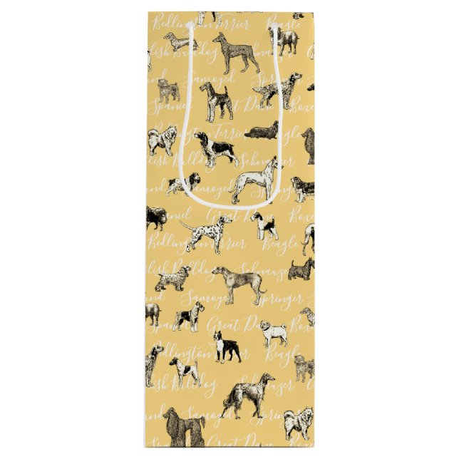 Vintage Dogs Wine Gift Bag (Front)