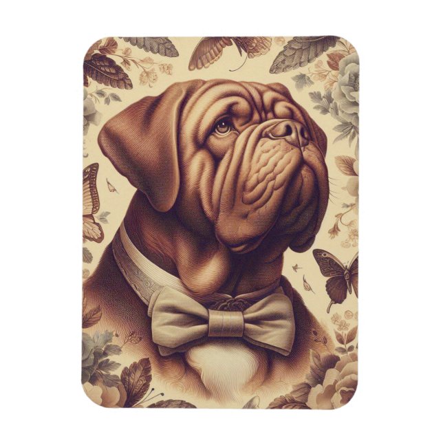 Vintage Dogue de Bordeaux Illustration Magnet (Vertical)