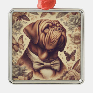 Vintage Dogue de Bordeaux Illustration Metal Tree Decoration