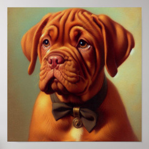 Vintage Dogue de Bordeaux Painting Poster