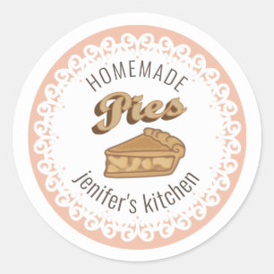 Vintage doily lace typography homemade pies classic round sticker