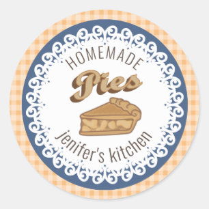 Vintage doily lace typography homemade pies classic round sticker