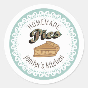 Vintage doily lace typography homemade pies classic round sticker