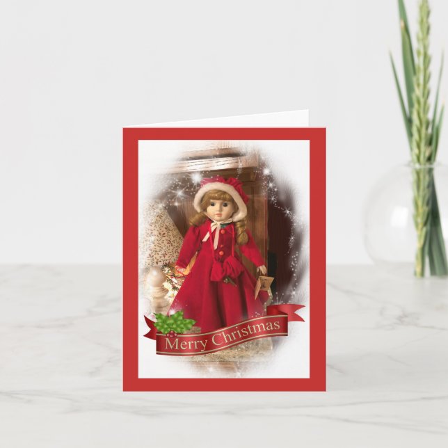 Vintage doll Christmas Note card (Front)
