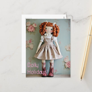 Vintage Doll Collection Redhead Clarissa Holiday Postcard