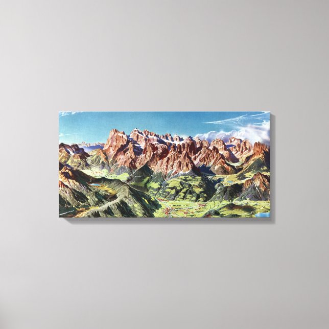 Vintage Dolomites Italy Relief Map Canvas Print (Front)