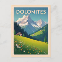 Vintage Dolomites Mountains Italy Landscape