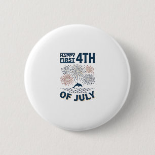 Vintage Dolphin 4th of July Fireworks Shirt Design 6 Cm Round Badge