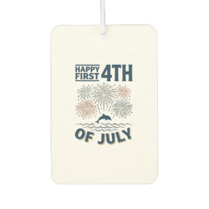Vintage Dolphin 4th of July Fireworks Shirt Design Car Air Freshener