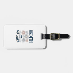 Vintage Dolphin 4th of July Fireworks Shirt Design Luggage Tag