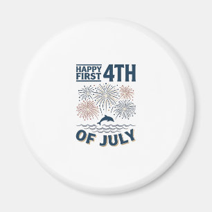 Vintage Dolphin 4th of July Fireworks Shirt Design Magnet