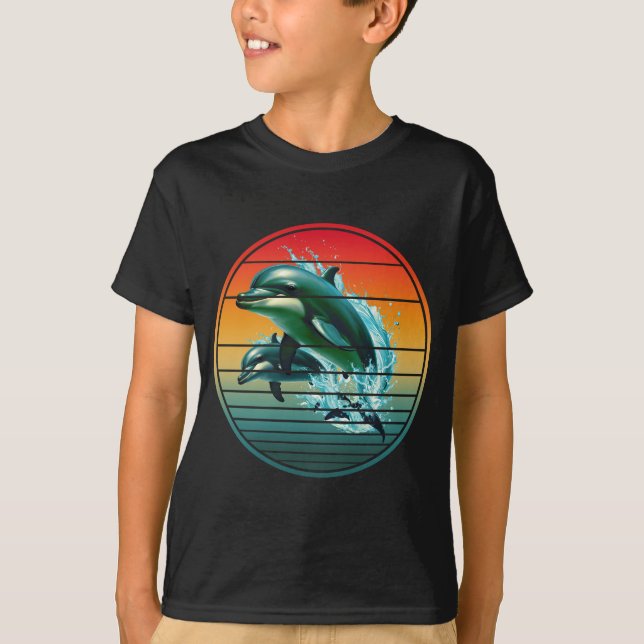 Vintage Dolphin Ocean Sea Creature Dolphins T-Shirt (Front)