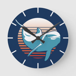 Vintage Dolphin Round Clock