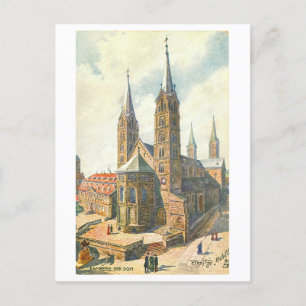 Vintage Dom/Cathedral in Bamberg, Germany Postcard
