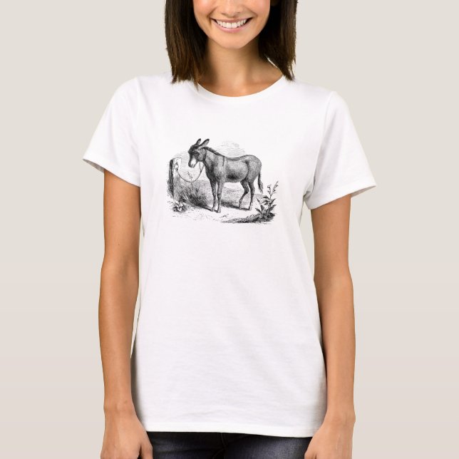 Vintage Domestic Donkey Personalised Retro Donkeys T-Shirt (Front)