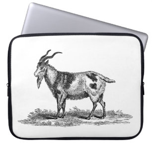 Vintage Domestic Goat Illustration - 1800's Goats Laptop Sleeve