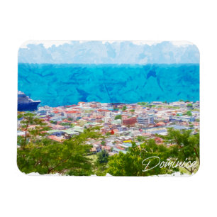 Vintage Dominica Caribbean Island Panorama View Magnet