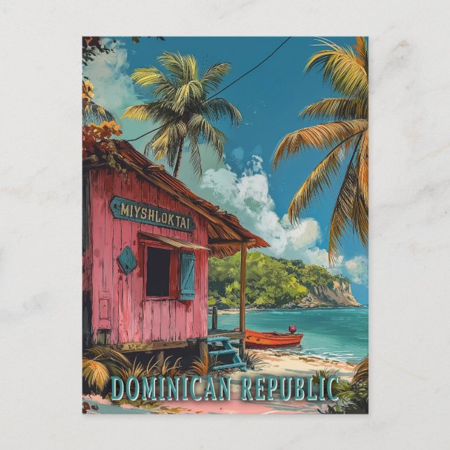 Vintage Dominican Republic Travel Art  Postcard (Front)