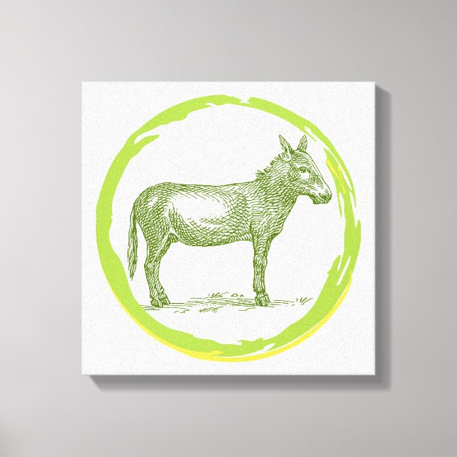 Vintage Donkey Canvas Print (Front)