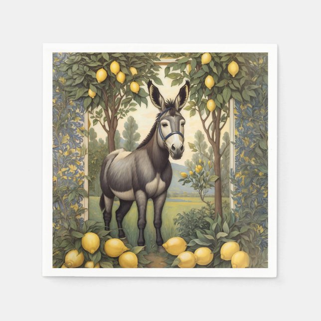 Vintage Donkey Under the Lemon Trees Napkin (Front)