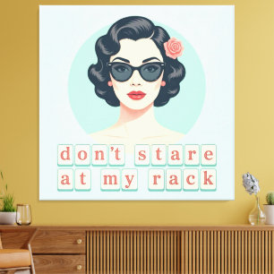 Vintage Don't Stare At My Rack Funny Mahjong Canvas Print