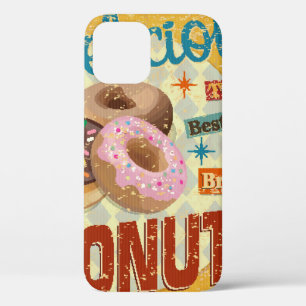 Vintage Donuts metal sign. vintage, sign, donut, p iPhone 12 Case