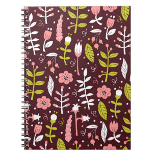 Vintage Doodle Floral Seamless Pattern Notebook