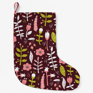 Vintage Doodle Floral Seamless Pattern Small Christmas Stocking