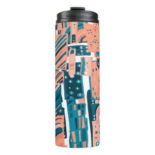 Vintage Doodle Seamless Pattern. Thermal Tumbler