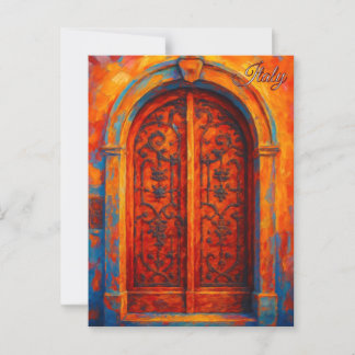 Vintage Door Bergamo Italy Retro Europe Travel  Postcard