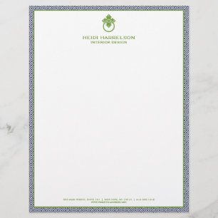 Vintage Door Knocker Logo Blue/Green Border Letterhead Design