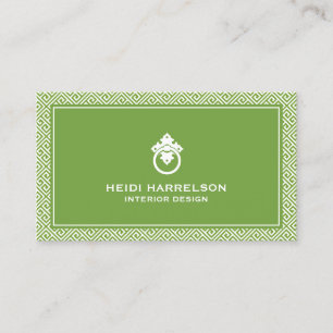 Vintage Door Knocker Logo Green Border Business Card