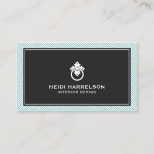 Vintage Door Knocker Logo Mint/Black Border Business Card