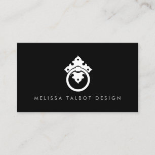 Vintage Door Knocker Logo on Black Business Card