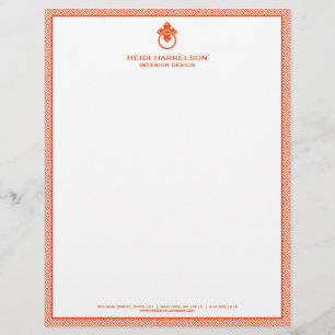 Vintage Door Knocker Logo Orange Border Custom Letterhead