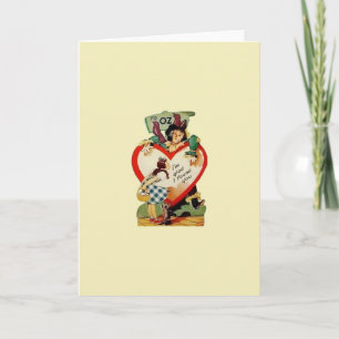 Vintage Dorothy and Scarecrow Valentine Holiday Card