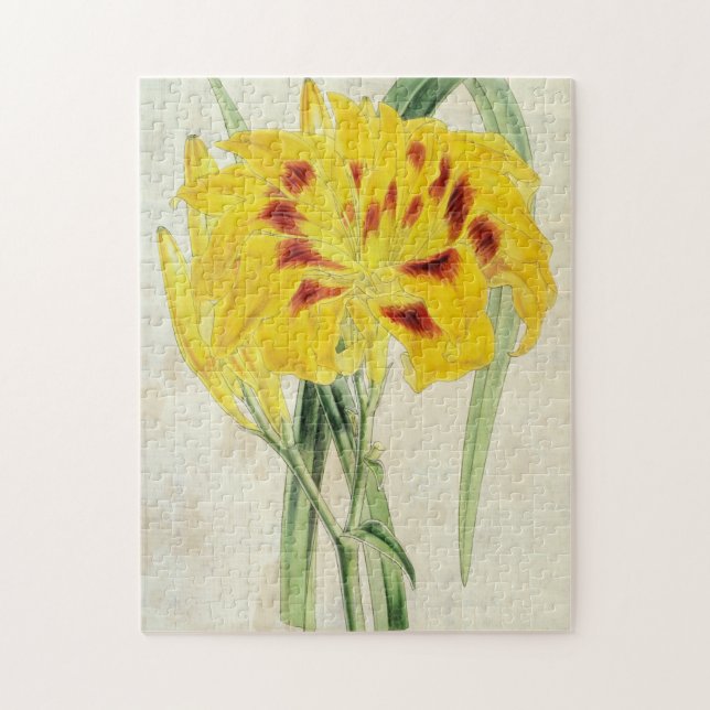Vintage Double-Flowered Distichous Daylily Jigsaw Puzzle (Vertical)
