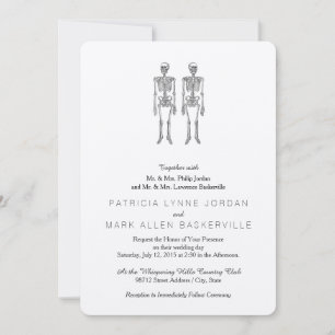 Vintage Double Human Skeleton Illustration Invitation
